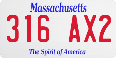 MA license plate 316AX2
