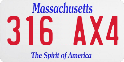 MA license plate 316AX4