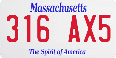 MA license plate 316AX5