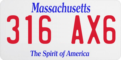 MA license plate 316AX6