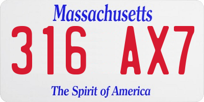 MA license plate 316AX7