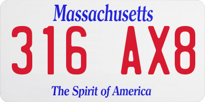 MA license plate 316AX8