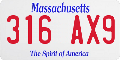 MA license plate 316AX9