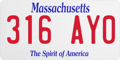 MA license plate 316AY0