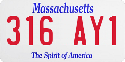 MA license plate 316AY1