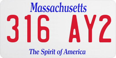 MA license plate 316AY2