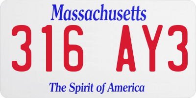 MA license plate 316AY3