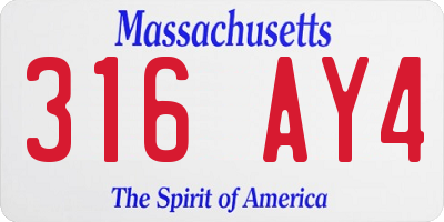 MA license plate 316AY4