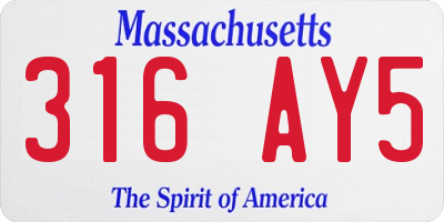 MA license plate 316AY5