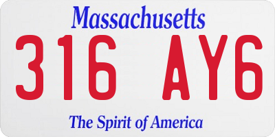 MA license plate 316AY6