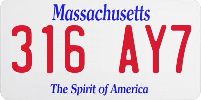 MA license plate 316AY7