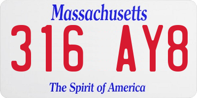 MA license plate 316AY8