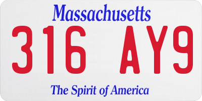 MA license plate 316AY9