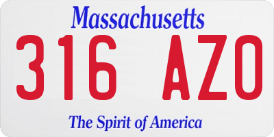 MA license plate 316AZ0