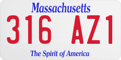 MA license plate 316AZ1