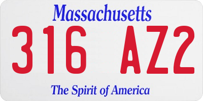 MA license plate 316AZ2