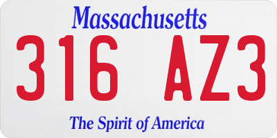 MA license plate 316AZ3
