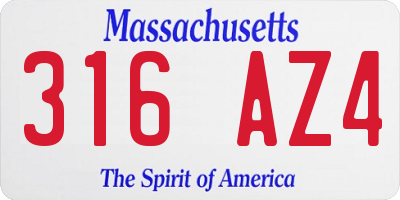 MA license plate 316AZ4