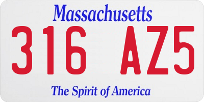 MA license plate 316AZ5