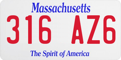 MA license plate 316AZ6