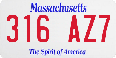 MA license plate 316AZ7