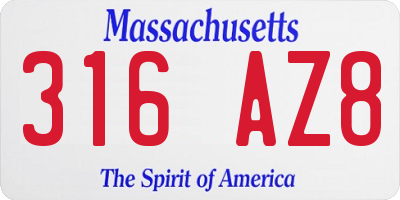 MA license plate 316AZ8