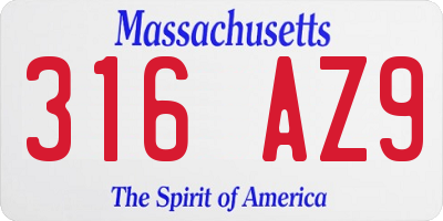 MA license plate 316AZ9