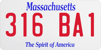 MA license plate 316BA1
