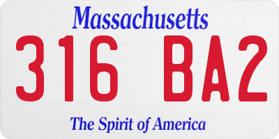 MA license plate 316BA2
