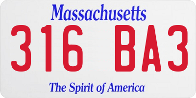 MA license plate 316BA3