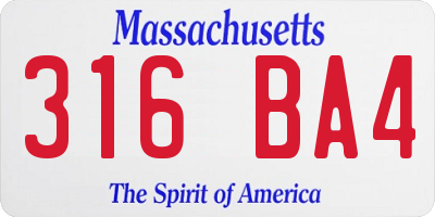 MA license plate 316BA4