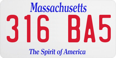 MA license plate 316BA5