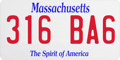 MA license plate 316BA6