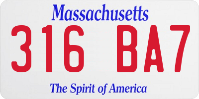 MA license plate 316BA7