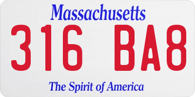 MA license plate 316BA8
