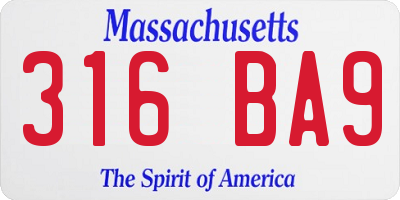 MA license plate 316BA9