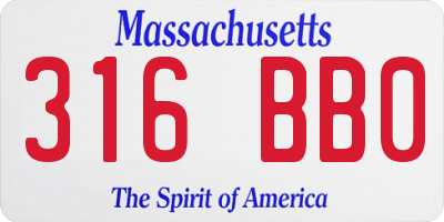 MA license plate 316BB0