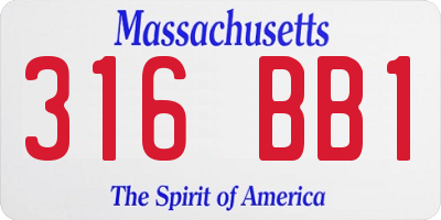 MA license plate 316BB1