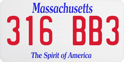 MA license plate 316BB3