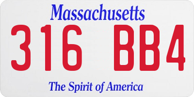 MA license plate 316BB4