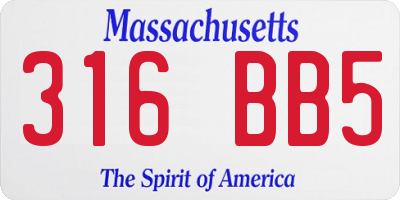 MA license plate 316BB5