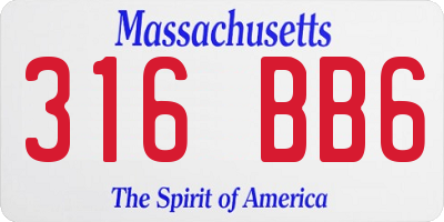 MA license plate 316BB6