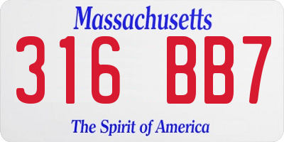 MA license plate 316BB7