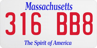 MA license plate 316BB8