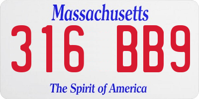 MA license plate 316BB9