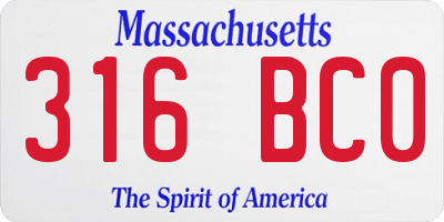 MA license plate 316BC0