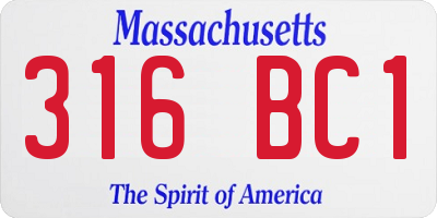 MA license plate 316BC1