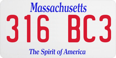 MA license plate 316BC3