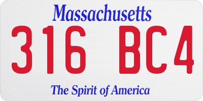 MA license plate 316BC4