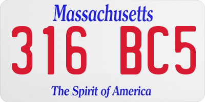MA license plate 316BC5